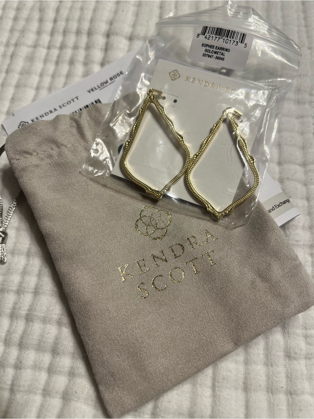 Kendra Scott Gold Textured Geometric Drop Earrings